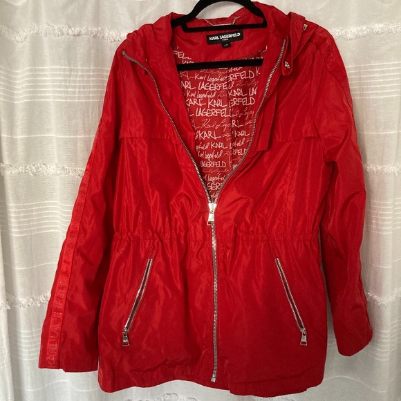 Red Karl Lagerfeld Windbreaker/Rain jacket - Picture 1 of 5